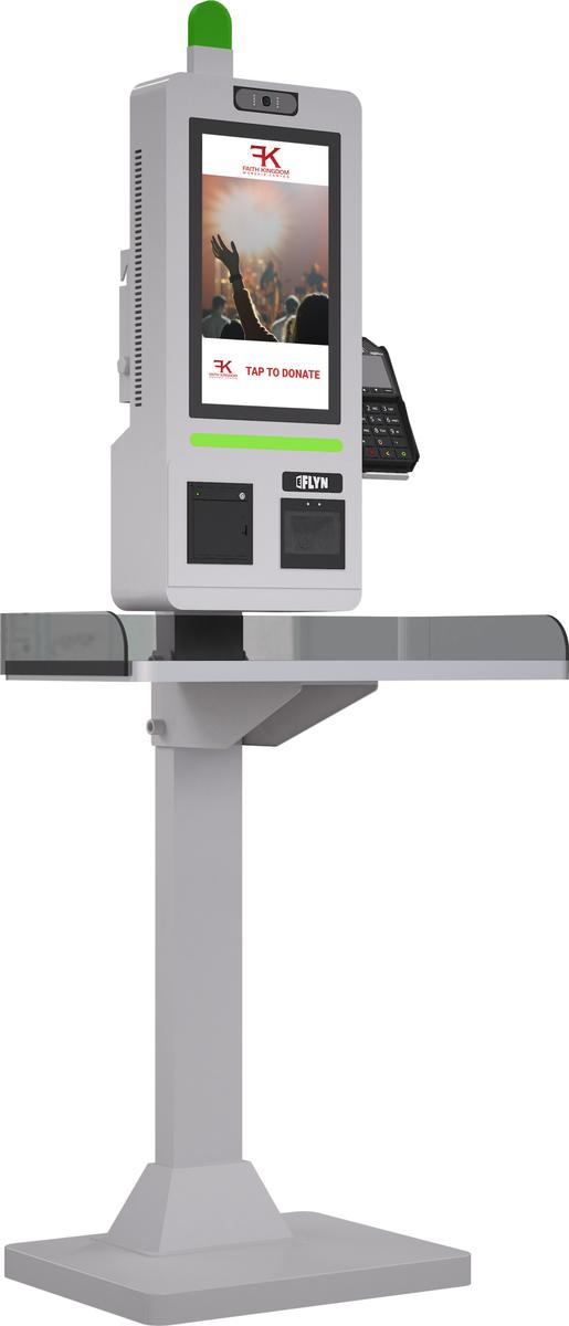 15.6" Self Ordering Kiosk Flex New Pos Stainless Steel Counter Series white Mockup 3