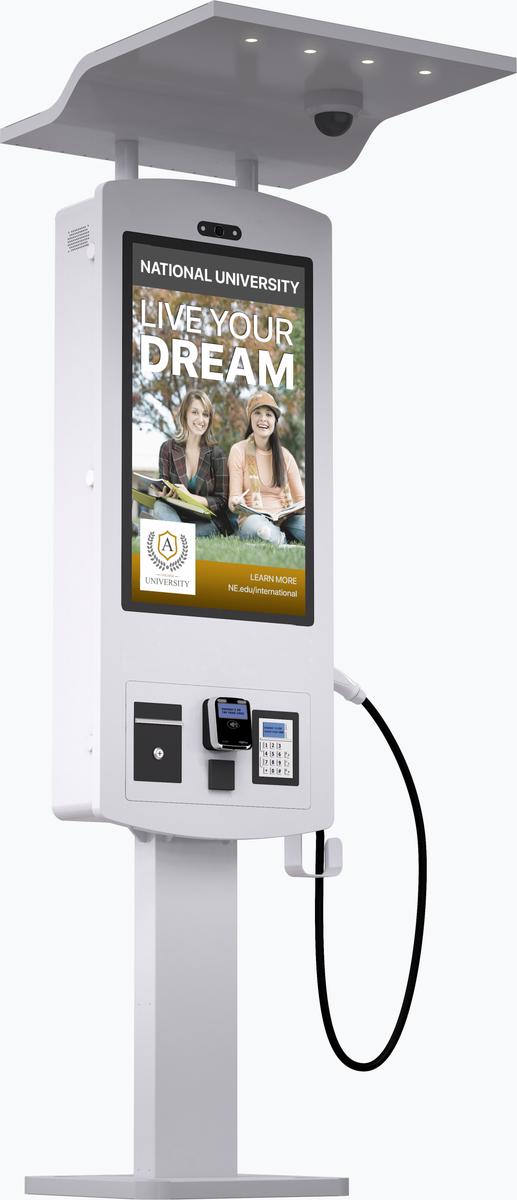 32" Outdoor Quick EV Charging Station Kiosk Mockup 4