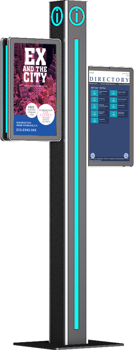 4 Screens Wayfinding & Information Kiosk 21.5” Double-Sided Mockup 1