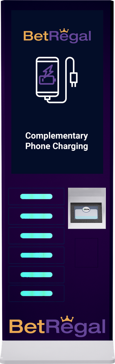 Multi-Device Charging Station With 43” Interactive Touch Screen Digital Signage Vinyl Mockup