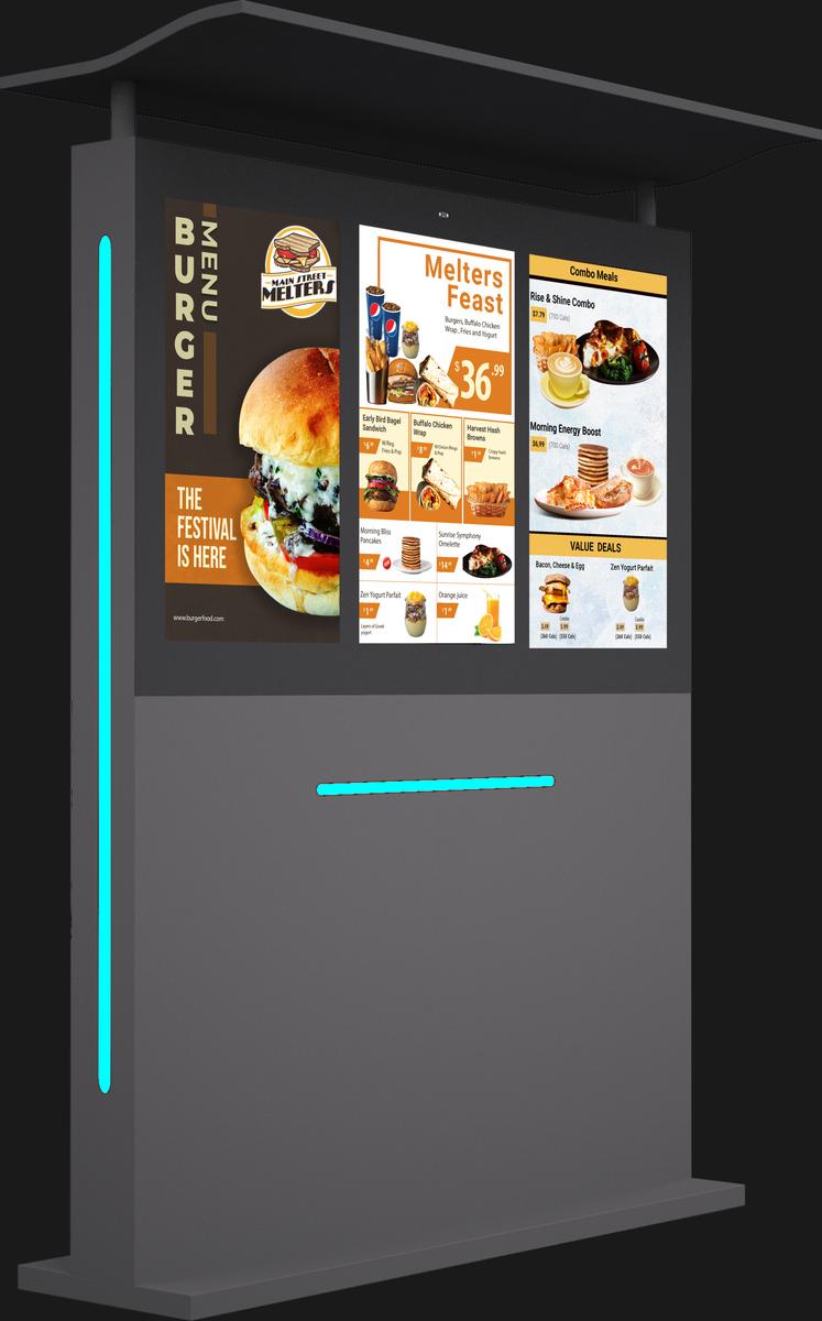 32" Outdoor Drive Thru Digital Menu Board D3 Series Three Screens mockup1