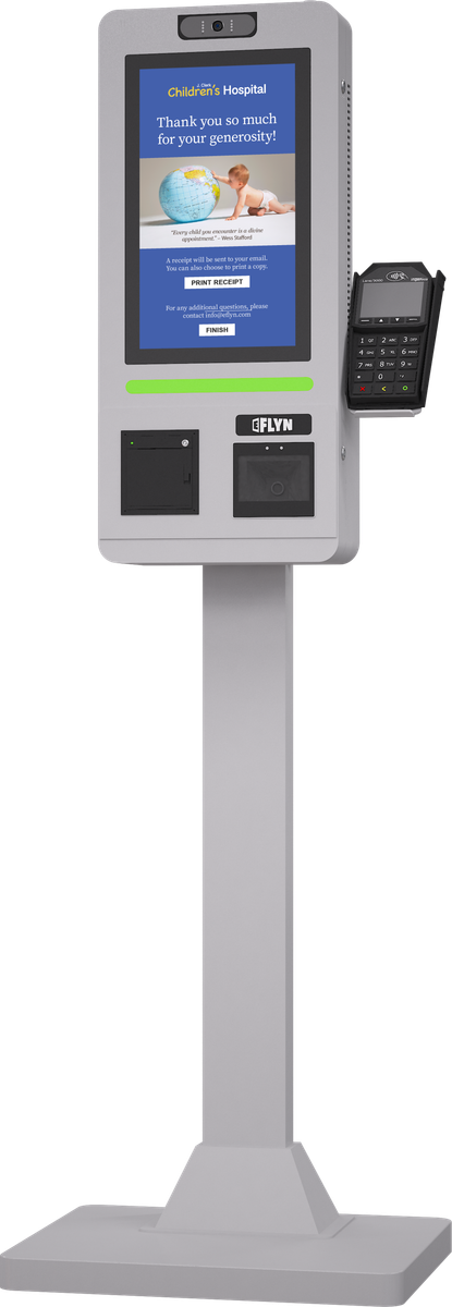15.6" Flex QSR DONATION SHOPIFY FUNDRAISING without alert – floor standing
