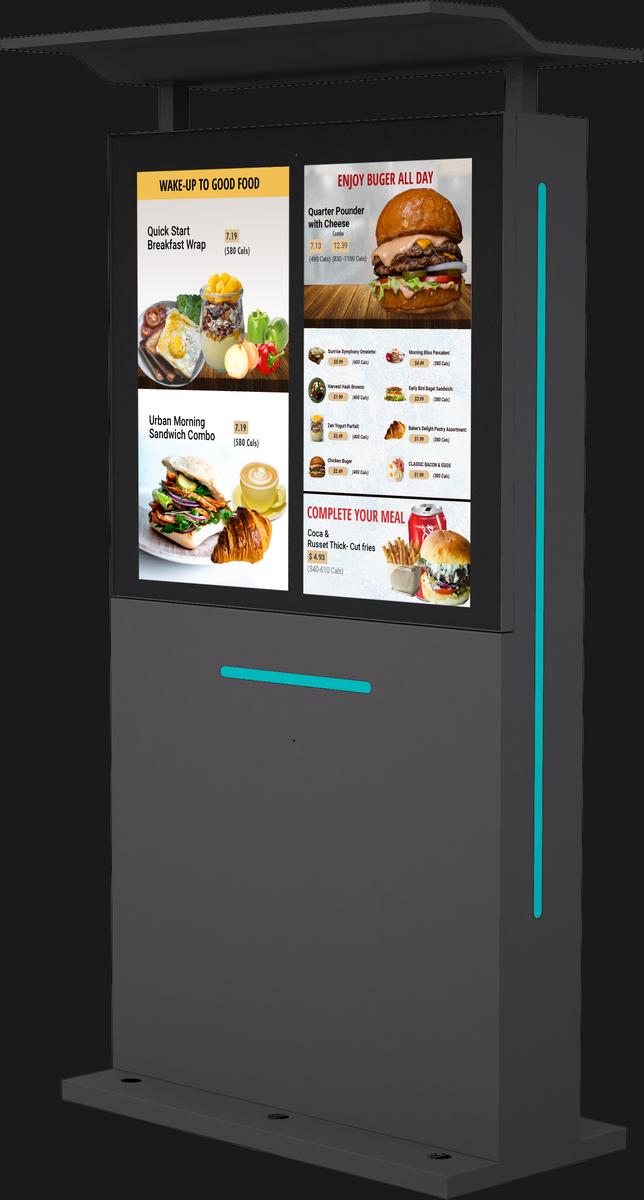 32" Outdoor Drive Thru Digital Menu Board D2 Series Dual Screens Mockup 2