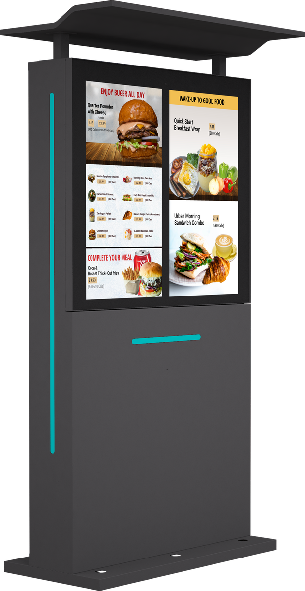 32" Outdoor Drive Thru Digital Menu Board D2 Series Dual Screens Mockup 1