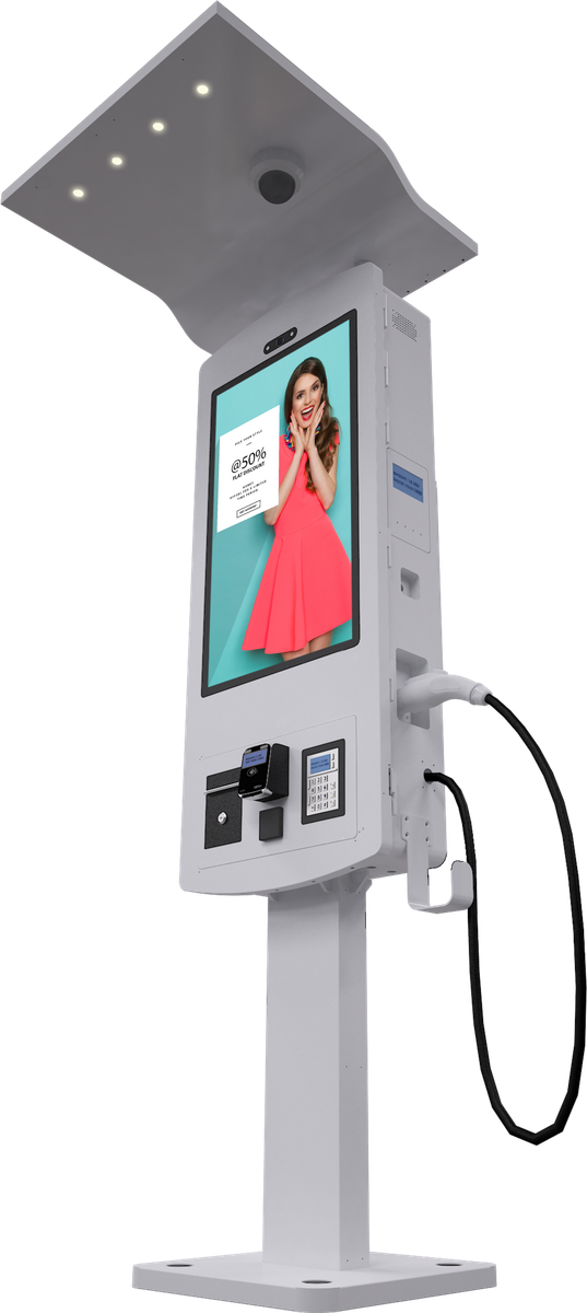 32" Outdoor Quick EV Charging Station Kiosk Mockup 10
