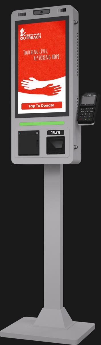 21.5" Flex QSR DONATION SHOPIFY FUNDRAISING without alert good angle – floor standing
