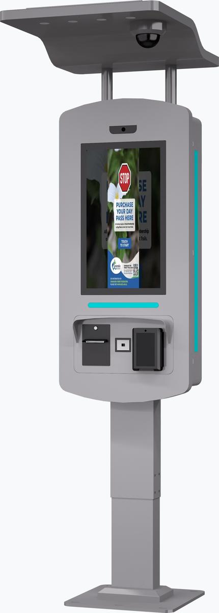 21.5" Outdoor self order kiosk left angle June 2025