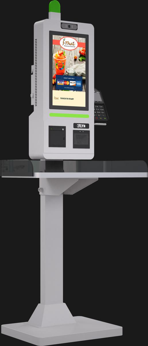 15.6" Self Ordering Kiosk Flex New Pos Stainless Steel Counter Series white Mockup 3
