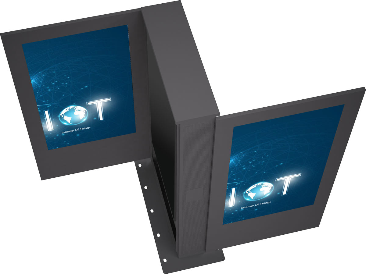 75 Double Sided High Brightness Outdoor LCD Monitor door openingMockup