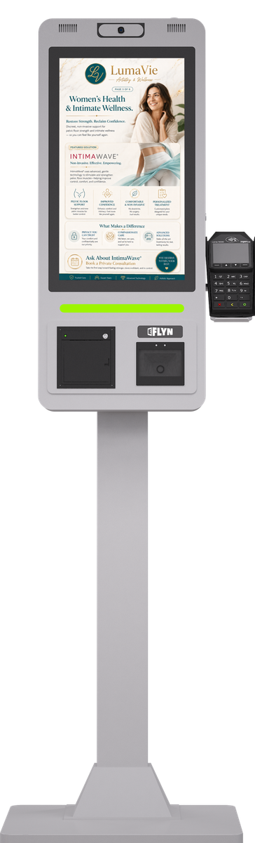 21.5″ Self Ordering Kiosk Flex Series New Pos White Mockup 7