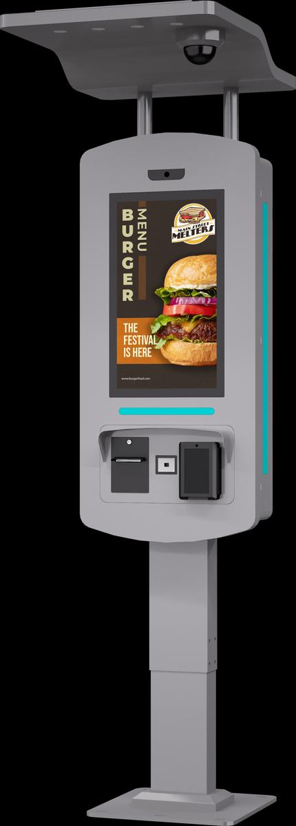 21.5" Outdoor self order kiosk left angle June 2025