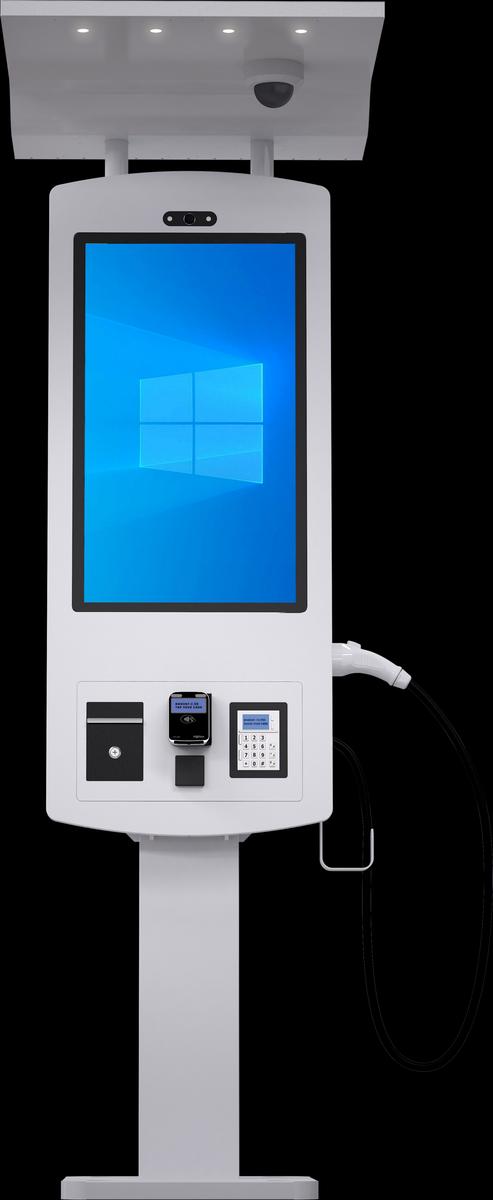 32" Outdoor Quick EV Charging Station Kiosk Mockup 5