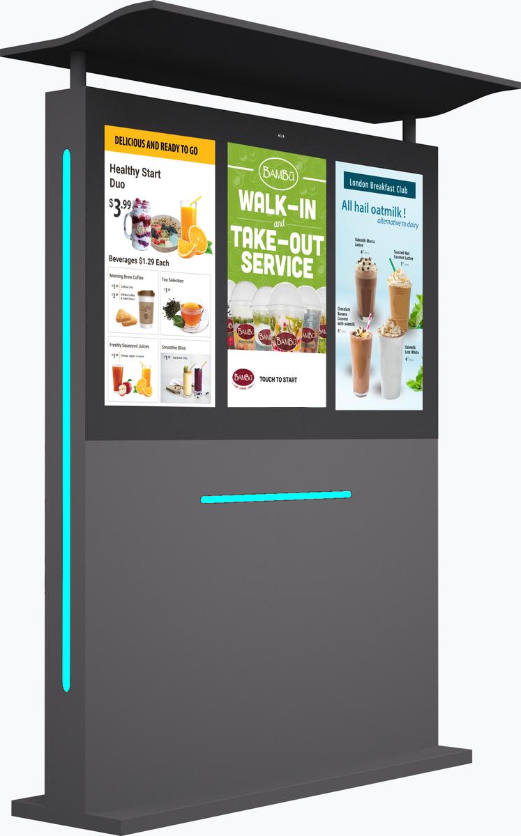 32" Outdoor Drive Thru Digital Menu Board D3 Series Three Screens mockup1
