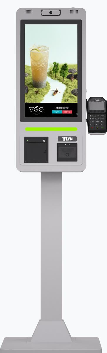 21.5″ Self Ordering Kiosk Flex Series New Pos White Mockup 7