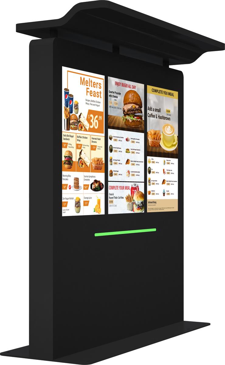 43" Outdoor Drive Thru Digital Menu Board D3 Series Three Screens mockup1