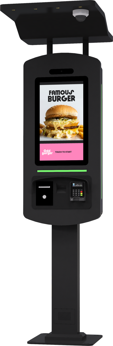 SelfServe+ 21.5" Outdoor Self Order Kiosk Black Mockup 3