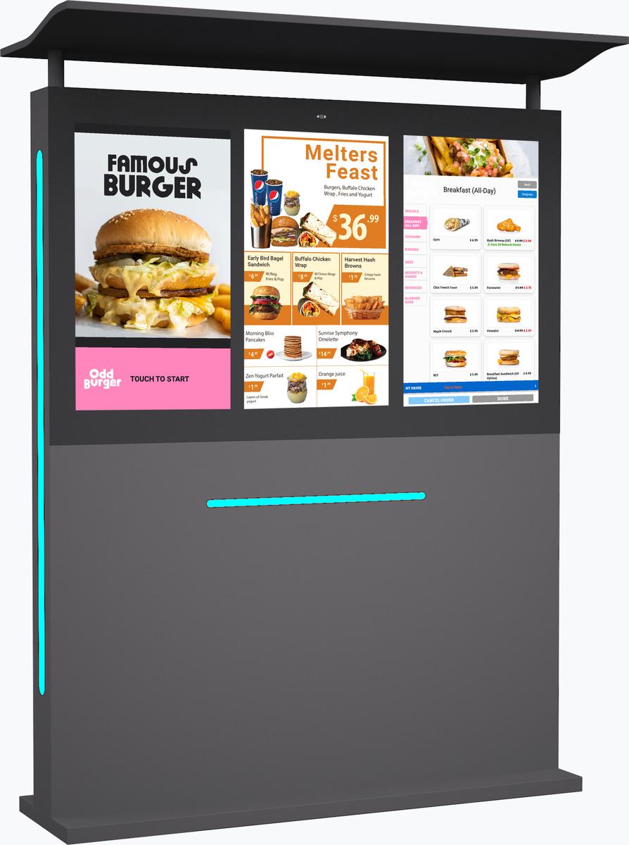 32" Outdoor Drive Thru Digital Menu Board D3 Series Three Screens mockup3