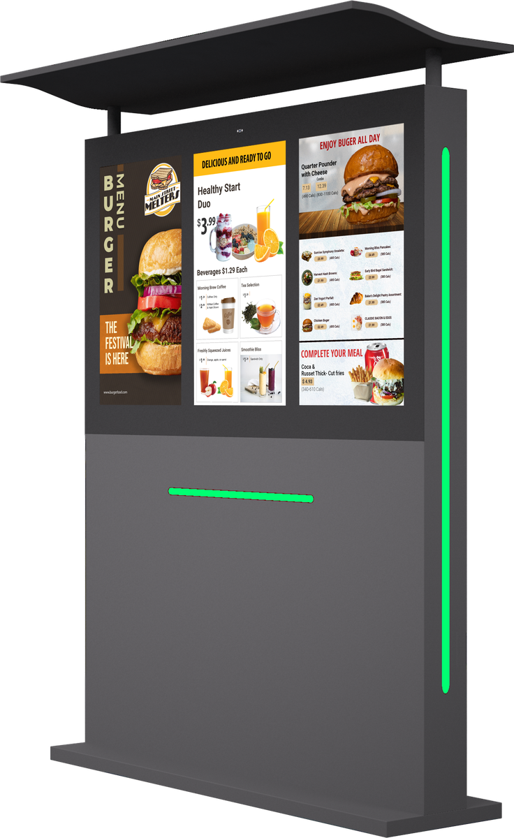 32" Outdoor Drive Thru Digital Menu Board D3 Series Three Screens mockup5