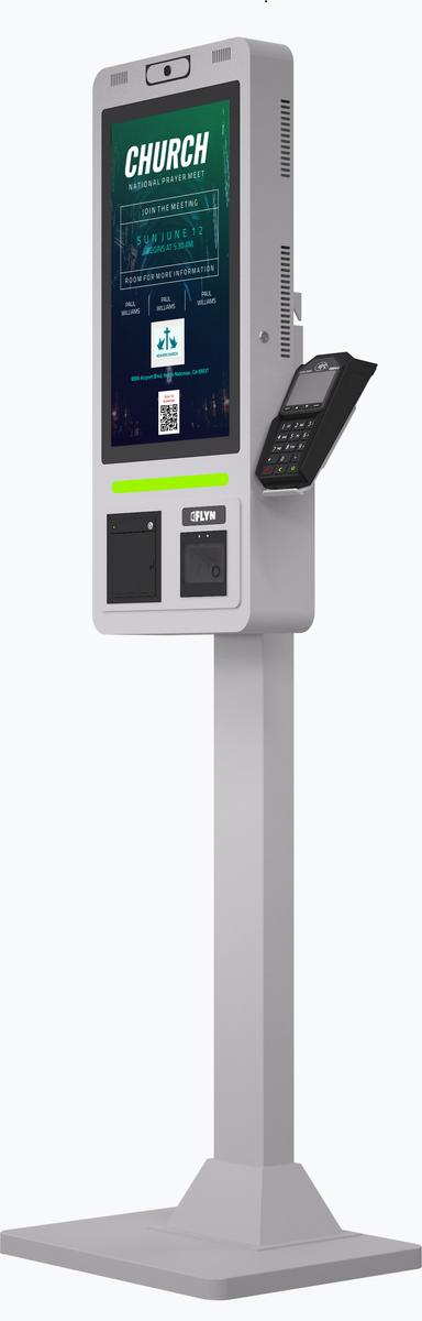21.5″ Self Ordering Kiosk Flex Series New Pos white Mockup 10