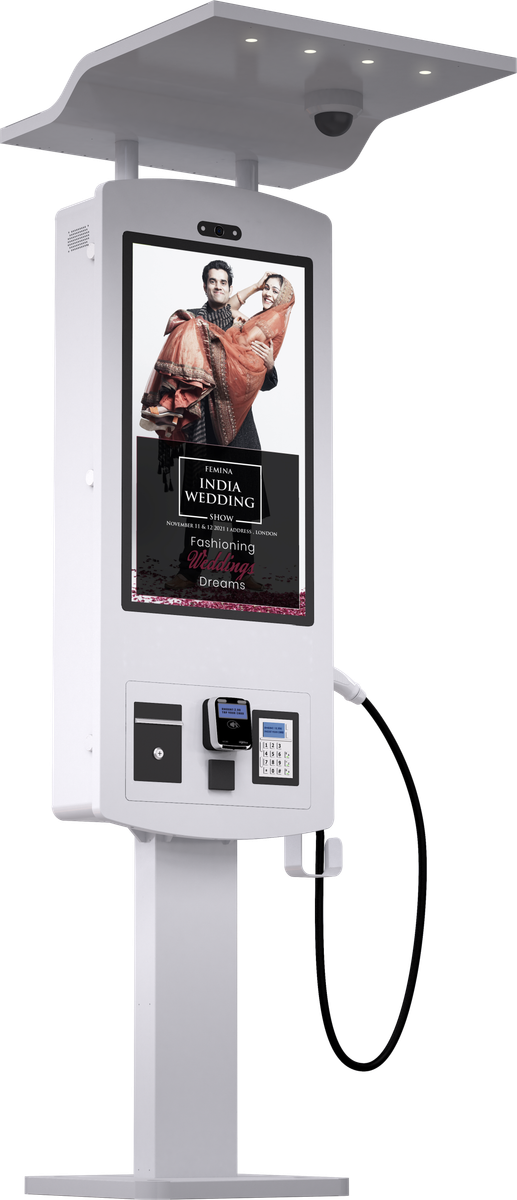 32" Outdoor Quick EV Charging Station Kiosk Mockup 4