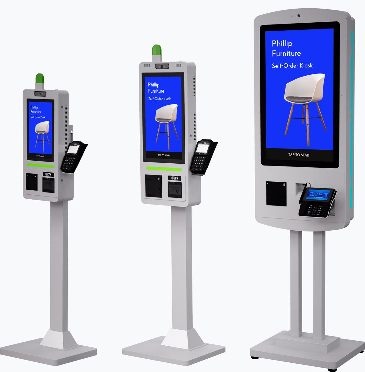 3 Kiosks side by side shopify qsr bubble tea giving kiosk