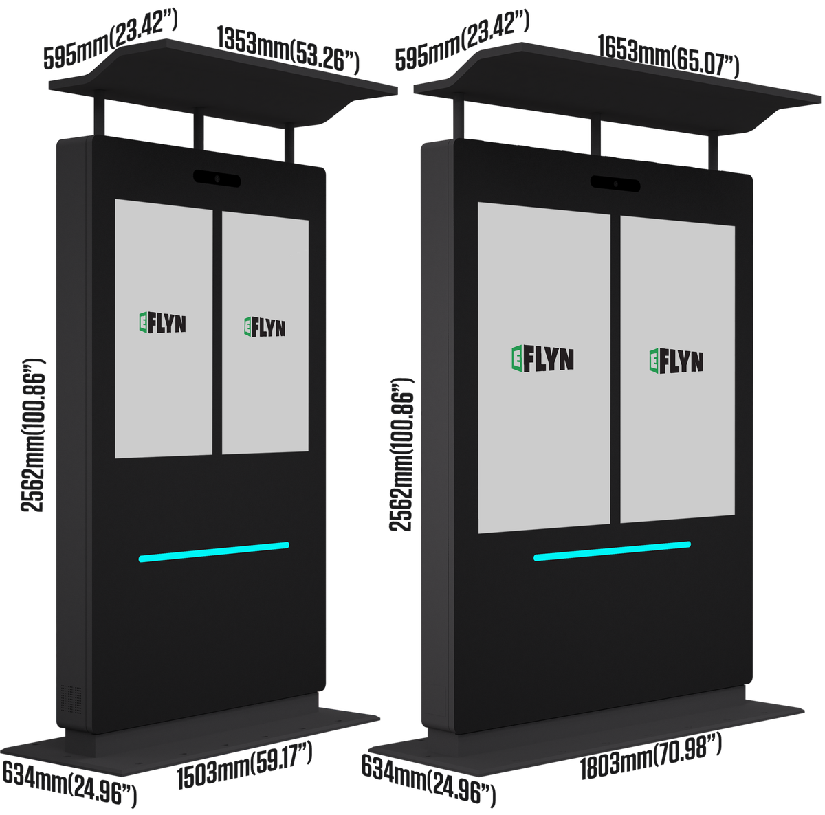 Outdoor Drive Thru Digital Kiosks 32" and 49" D2 Series (Dual Screens Side By Side) Mockup