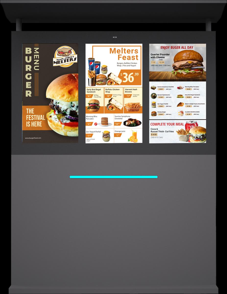 32" Outdoor Drive Thru Digital Menu Board D3 Series Three Screens mockup4