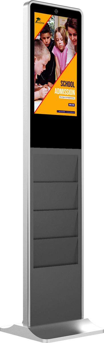 21.5" Floor Standing Touch Screen Digital Signage with Catalog Holder