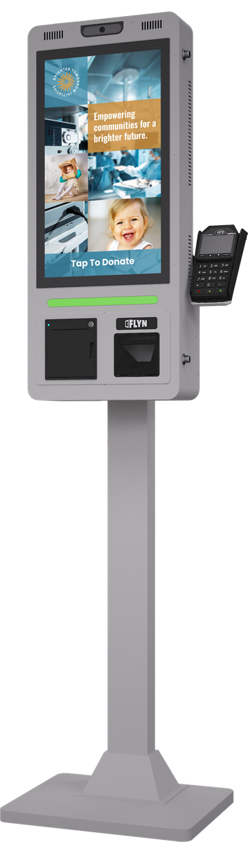 21.5" Flex QSR DONATION SHOPIFY FUNDRAISING without alert good angle – floor standing