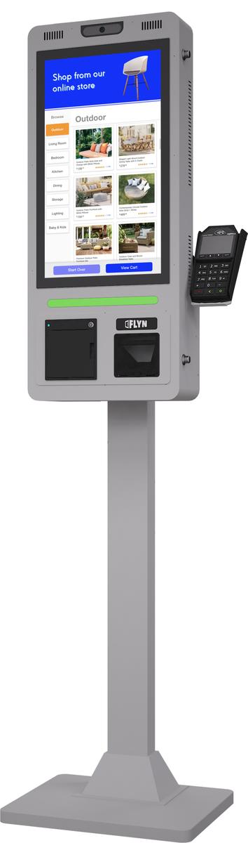 21.5" Flex QSR DONATION SHOPIFY FUNDRAISING without alert good angle – floor standing