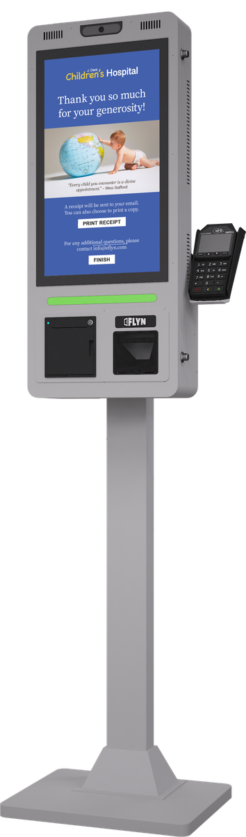 21.5" Flex QSR DONATION SHOPIFY FUNDRAISING without alert good angle – floor standing