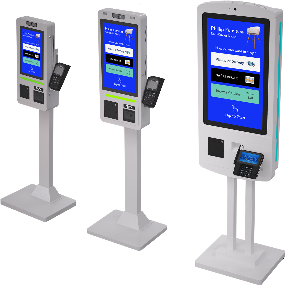 Ordering 3 Kiosk for Shopify side by side