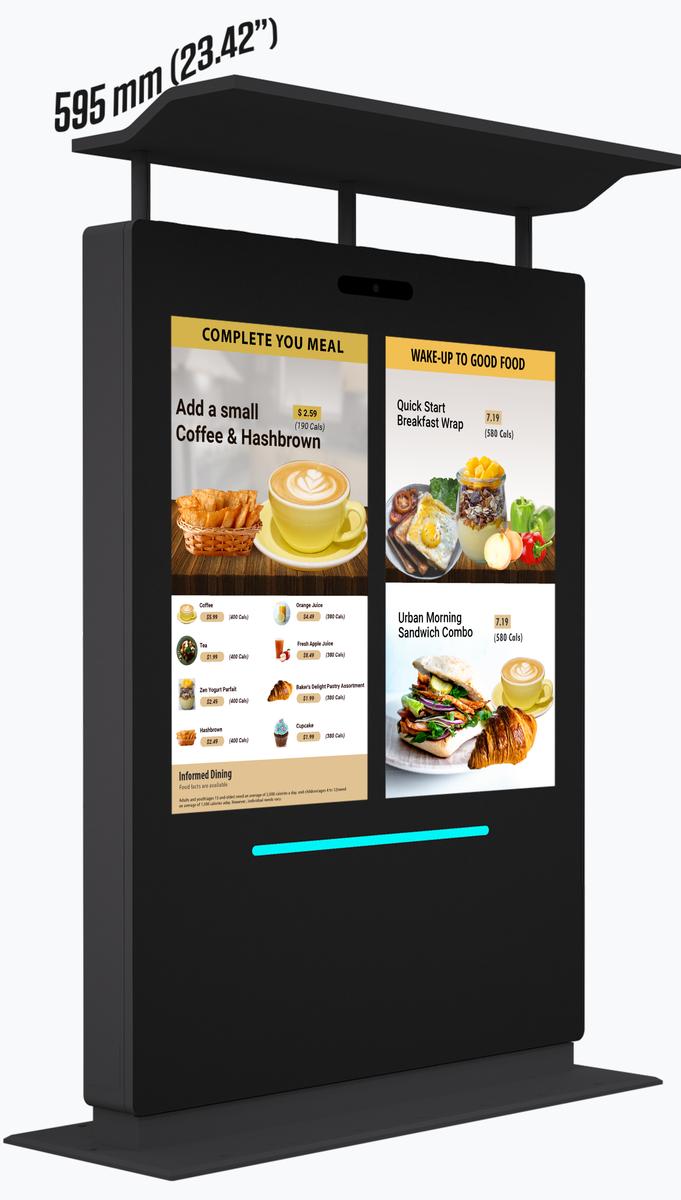 55" Outdoor Drive Thru Digital Menu Board D2 Series Dual Screens Size Canopy mockup