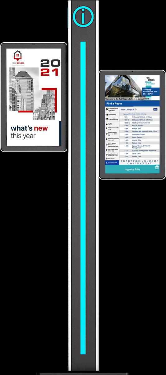4 Screens Wayfinding & Information Kiosk 21.5” Double-Sided Mockup 4
