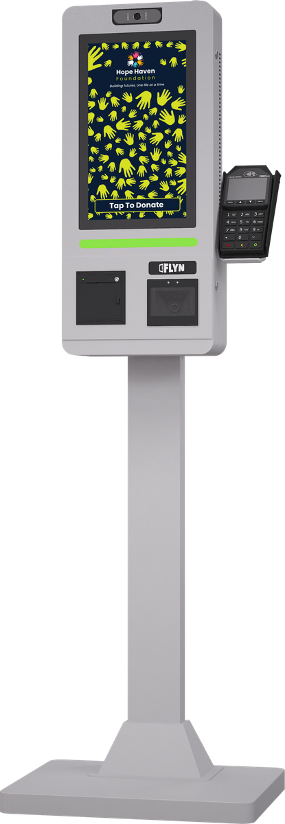 15.6" Flex QSR DONATION SHOPIFY FUNDRAISING without alert – floor standing