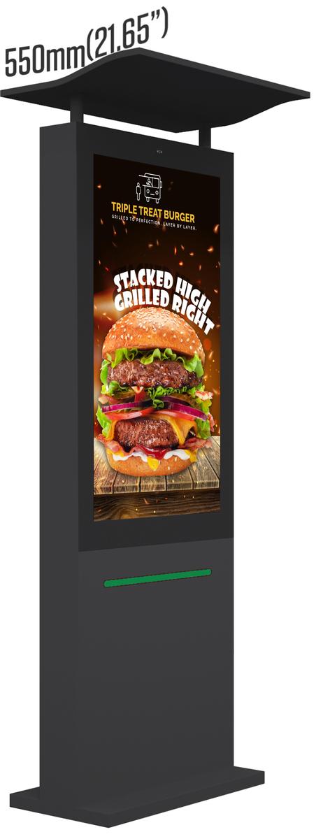 49" Outdoor Drive Thru Digital Menu Board D1 Series Single Screens Size Canopy mockup