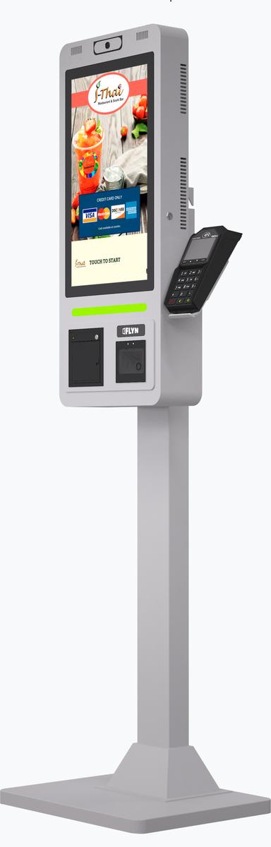 21.5″ Self Ordering Kiosk Flex Series New Pos white Mockup 10