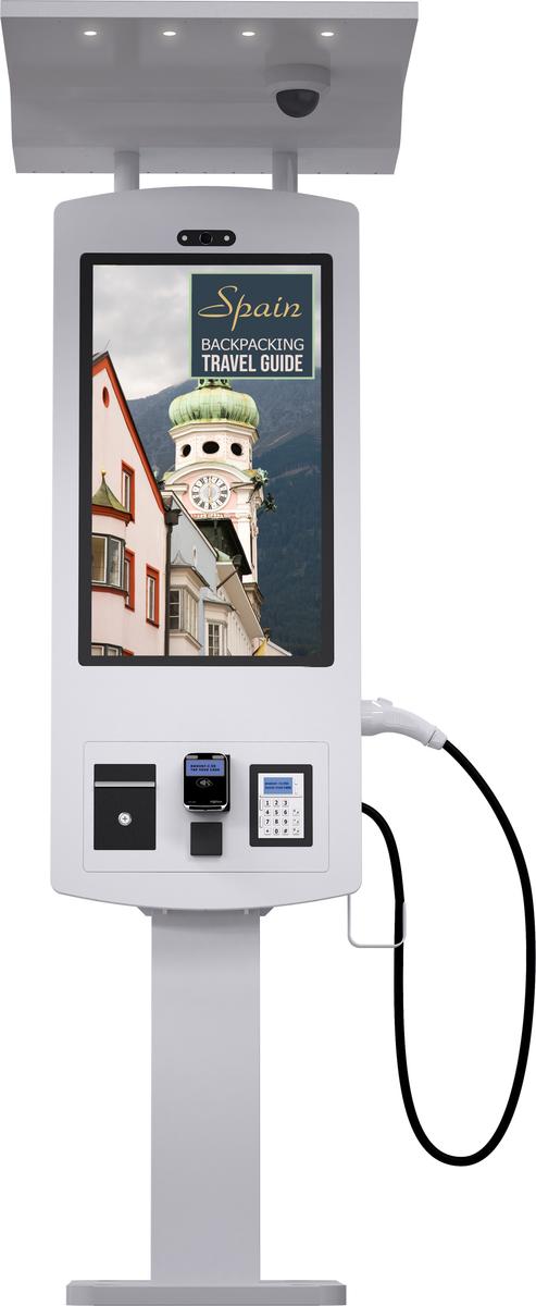 32" Outdoor Quick EV Charging Station Kiosk Mockup 5
