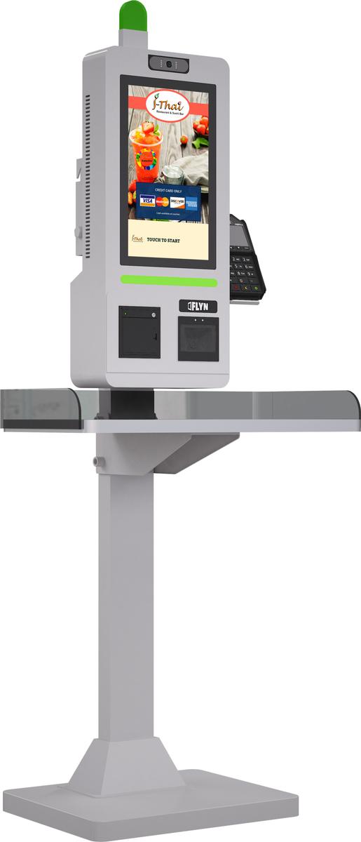 15.6" Self Ordering Kiosk Flex New Pos Stainless Steel Counter Series white Mockup 3